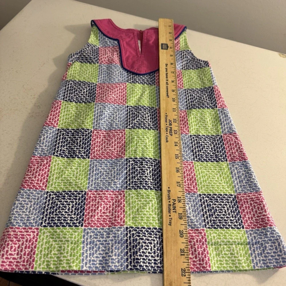 Vineyard Vines Girls Patchwork Sleeveless Sun Dress Size 5 Pink Blue Green Beach